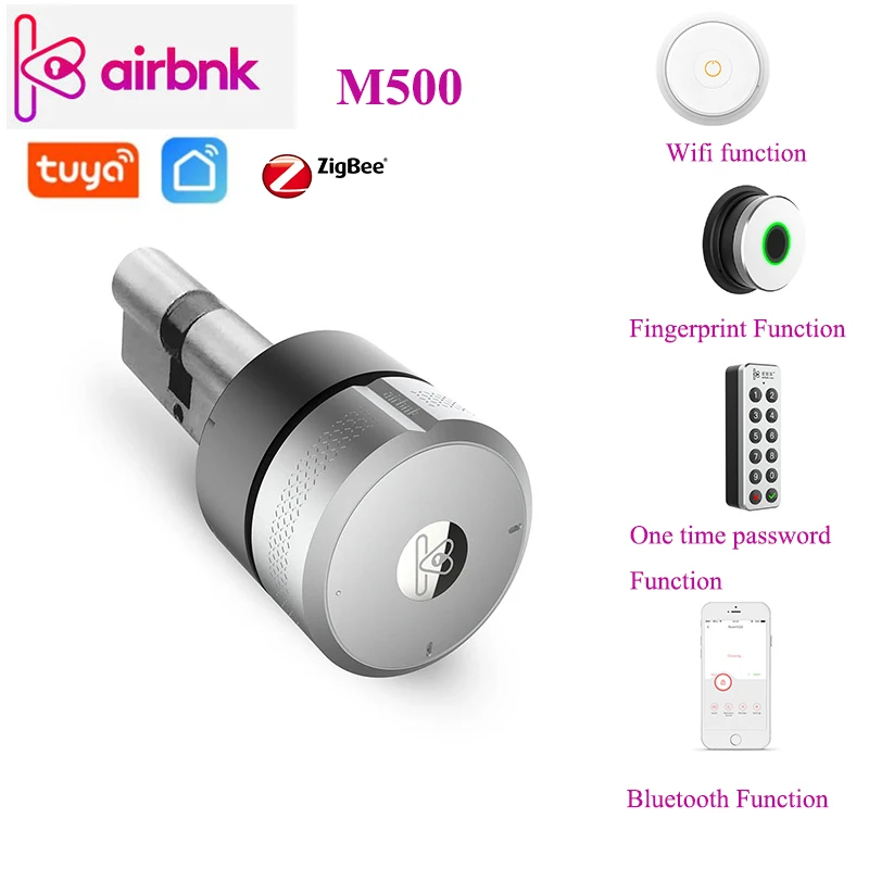 

Airbnk For Xiaomi Gateway Zgbee Tuya Smart Lock Cylinder Airbnk M500 Fingerprint/Wifi/Bluetooth/key Pad/biometric Phone Control
