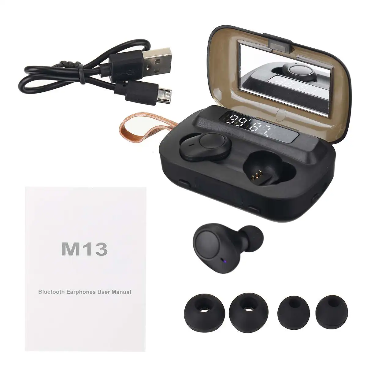 

4000mah TWS Bluetooth Earphone V5.0 9D Stereo Wireless Headset Sport Waterproof Earphones Mini True Wireless Earbuds with light