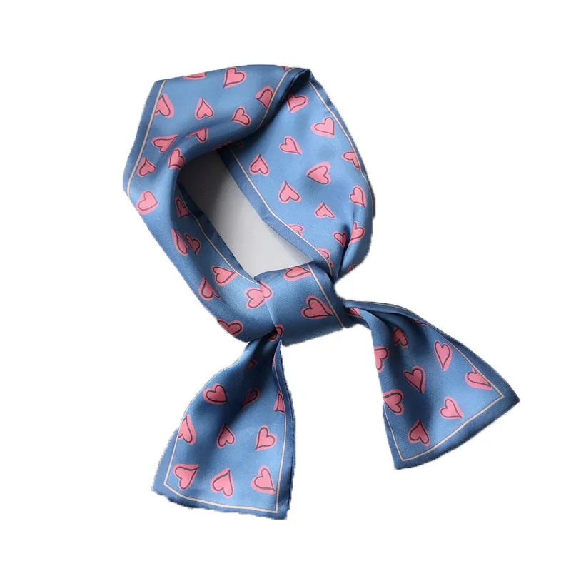 

Scarf Love small scarf long strip of small ribbon women Korean version of joker printed pure silk decorative ribbons small scarf