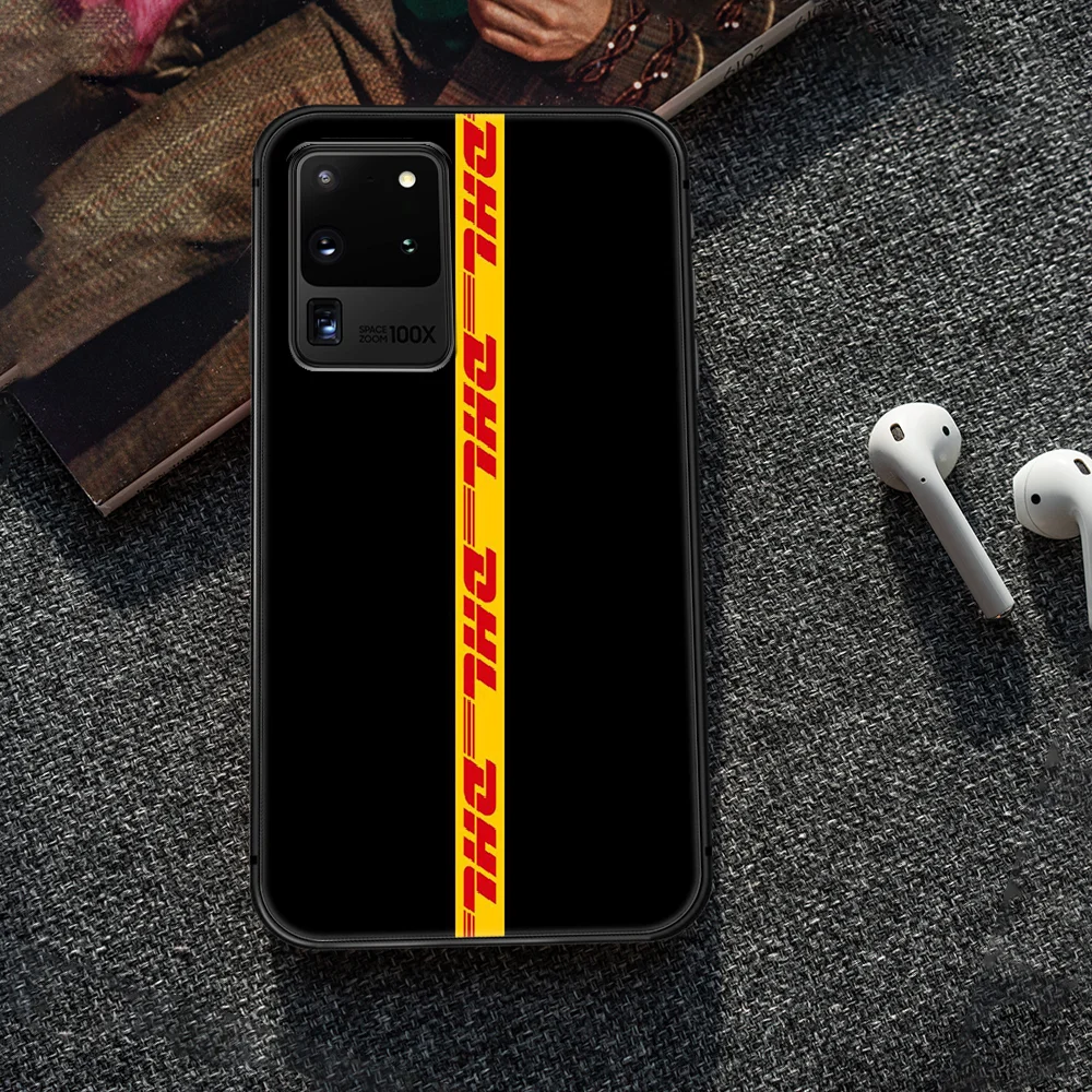 

label DHL yellow Phone Case Cover Hull For Samsung Galaxy S 7 8 9 10 e 20 FE edge uitra plus Note 9 10 20 black Coque Luxury