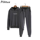 Женский бархатный теплый зимний домашний костюм Pliktea, черная серая Домашняя одежда, зимняя Домашняя одежда, зимние бархатные теплые брюки