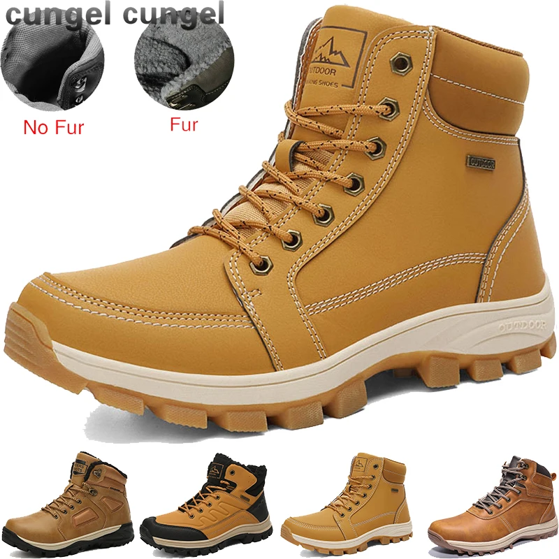 CUNGEL/походная обувь мужские походные ботинки с мехом зимние теплые martin на плоской