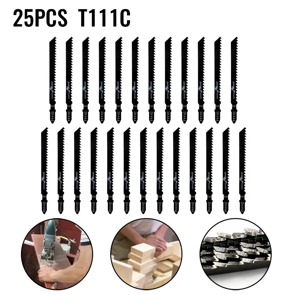 

25Pcs T111C Jig Saw Blades Jigsaw Blades Set Metal Wood Assorted Blades T-Shank For Bosch Dewalt Milwaukee Makita.