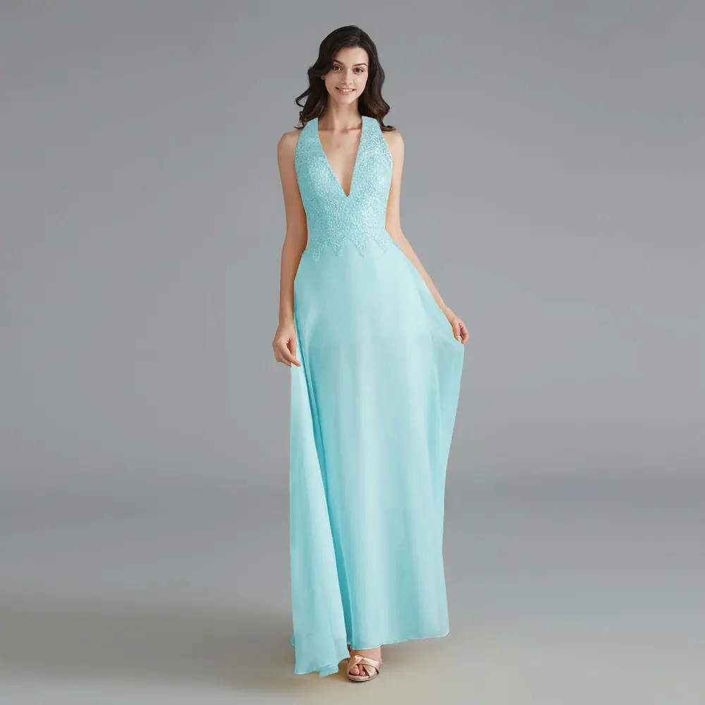 Женское шифоновое платье для подружки невесты Beauty Emily кружевное с V-образным