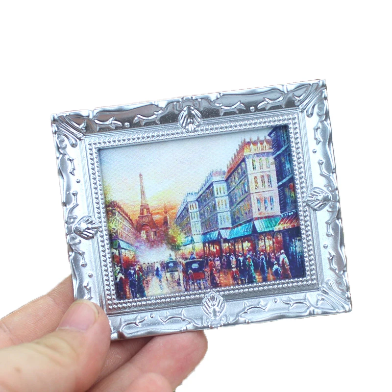

1Pcs 1/12 Dollhouse Miniature Accessories Mini Resin Oil Painting Simulation Wall Painting Model Toys for Doll House Decoration