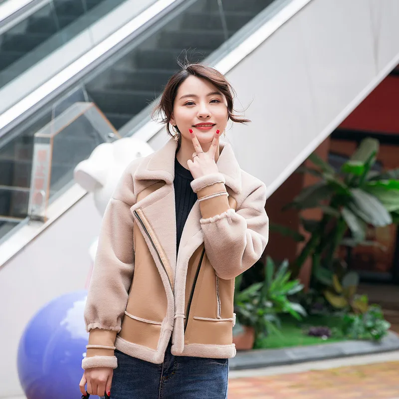 2021 женская зимняя куртка теплое пальто из овечьей кожи настоящего меха мериноса