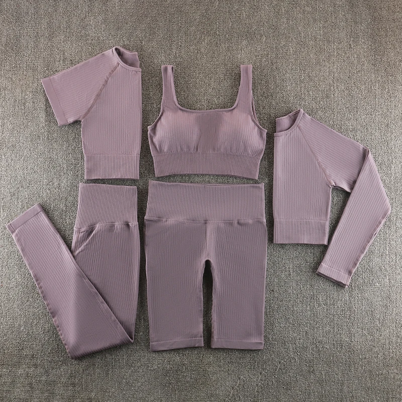 

Комплект для йоги с высокой талией, одежда для спортзала, Женский комплект, бесшовная спортивная одежда, костюм для йоги и фитнеса