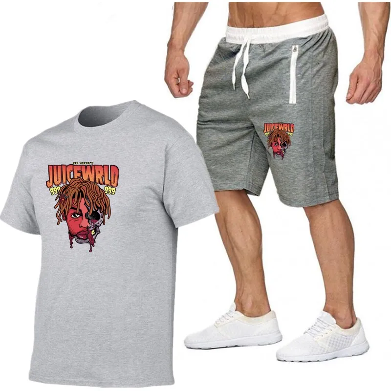 

Men's Printed Round Neck Short-Sleeved T-Shirt and Casual Shorts Two-Piece Men's Summer Sportswear Suit Set