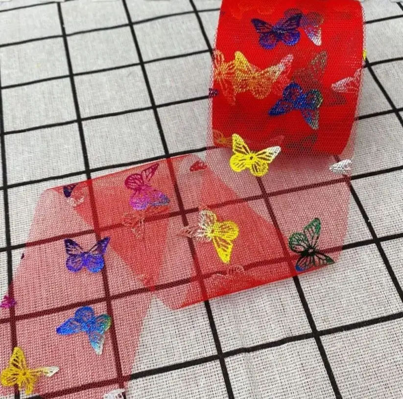 60 мм красочная маленькая бабочка тюль рулон 25 ярдов DIY Материал ручной работы