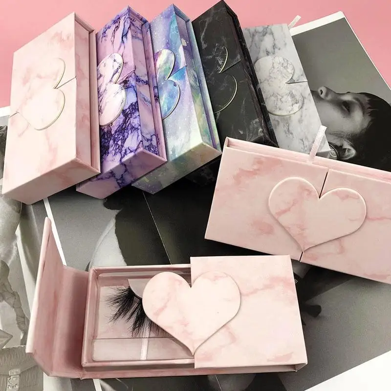 

1pc 8-25mm Square Eyelash Packaging Box Marble Double Box Door Box Empty Eyelash Eyelash Storage Case Packaging Reusable N4K0