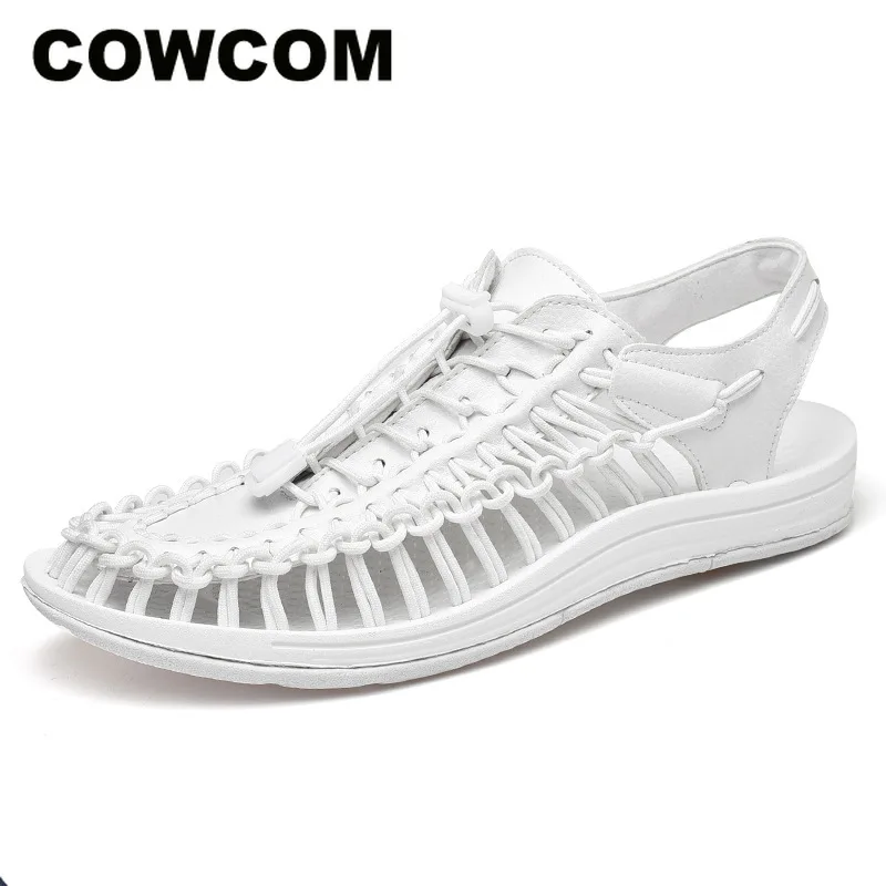 Мужские сандалии COWCOM новинка пляжная обувь ручной работы на лето индивидуальная
