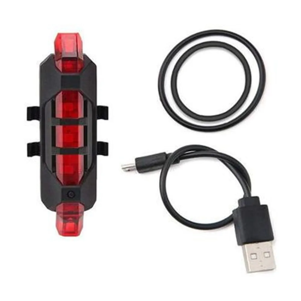

Usb Rechargeable Bike Lights Front Rear Hazard Light Waterproof 5 Led 15 Lumens Warning Light Electric Scooter Bicycle Accessory