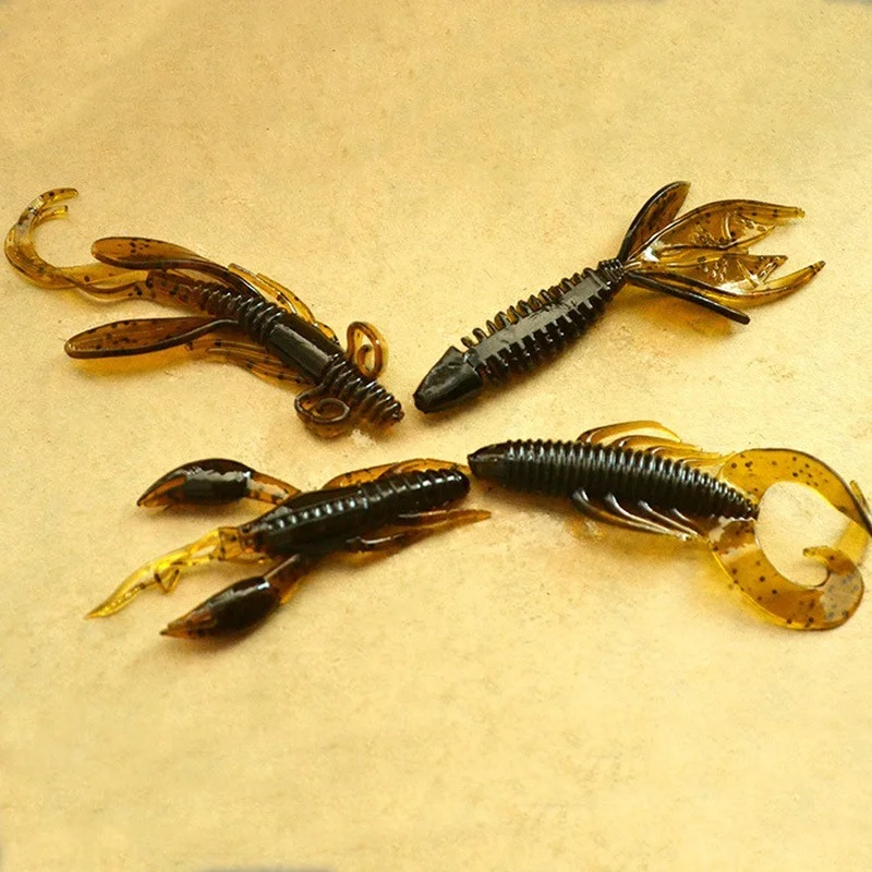 

4Pcs Worm Silicone Simulation Fishing Lure Soft Bait 2g 65mm Shrimp Lizards Float Wobbler Jig Swivel Twintails Sea Fishing Bait