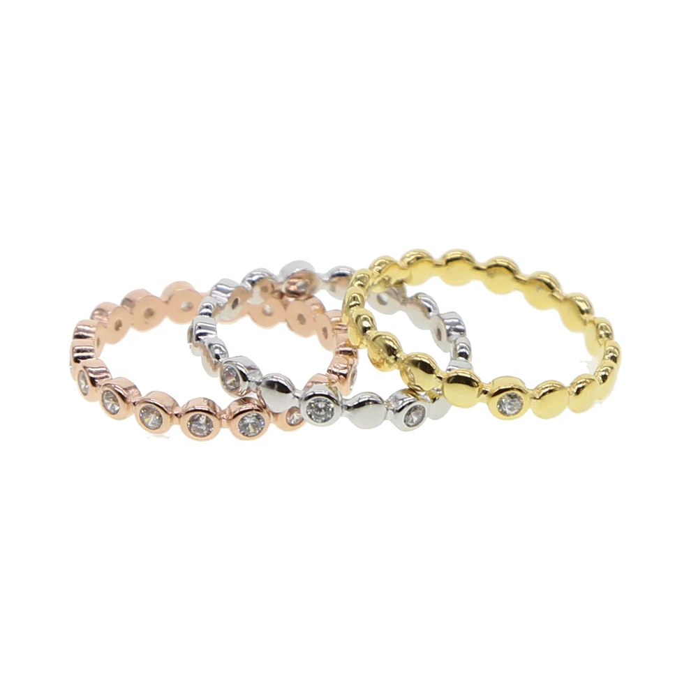 Кольца из стерлингового серебра 925 пробы розовое золото серебряный цвет три