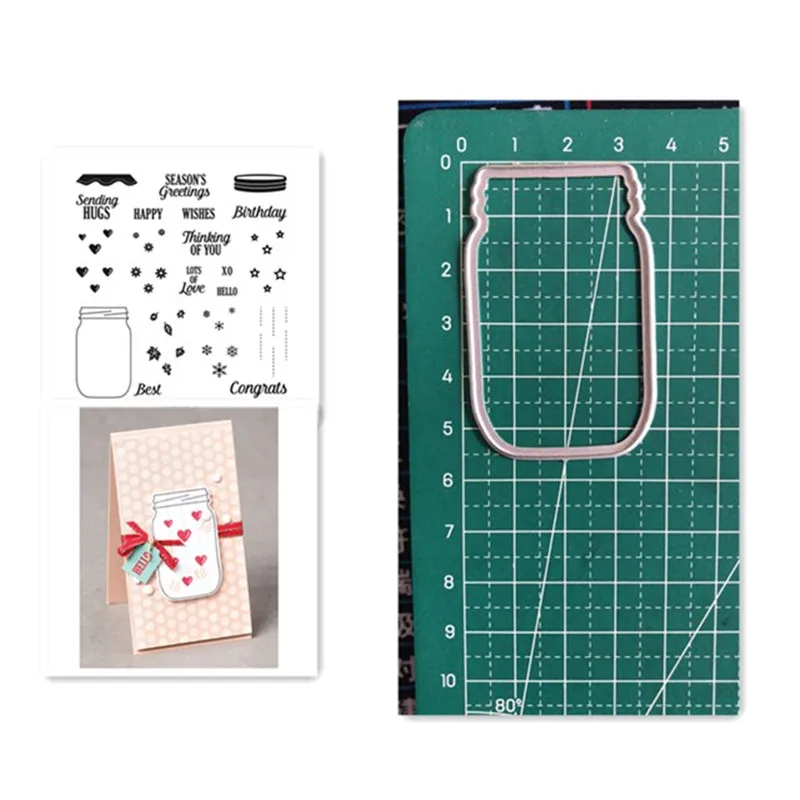 

Clear Stamps and Metal Cutting Dies Stencil For DIY Scrapbooking Dies Embossing Paper Card Making Bottle New Cut Die For 2021
