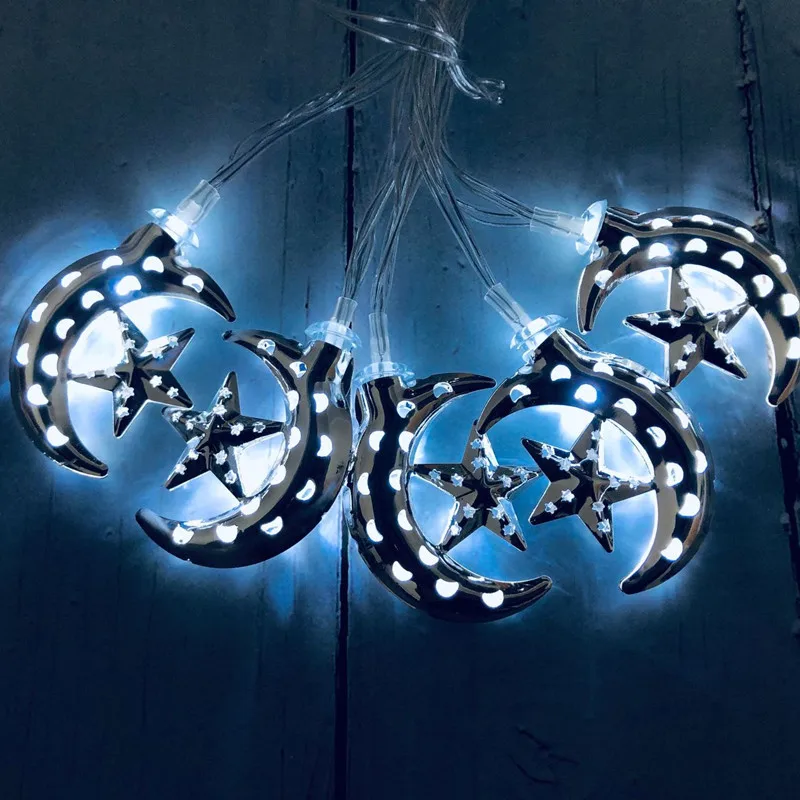 

Moon LED String Lights Hollow Leds Light for Window Star Decoration Ramadan Battery Power Indoor Home Holiday Ornament Guirlande