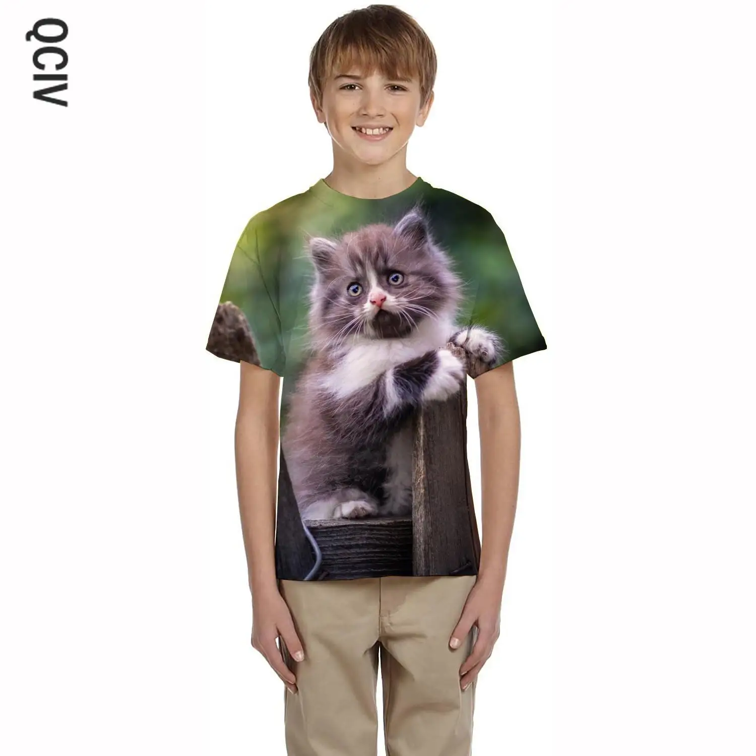 

QCIV Brand Cat T-shirt boy Animal Tshirt Printed Lovely T-shirts 3d Landscape Tshirts Casual Short Sleeve summer Casual Tops