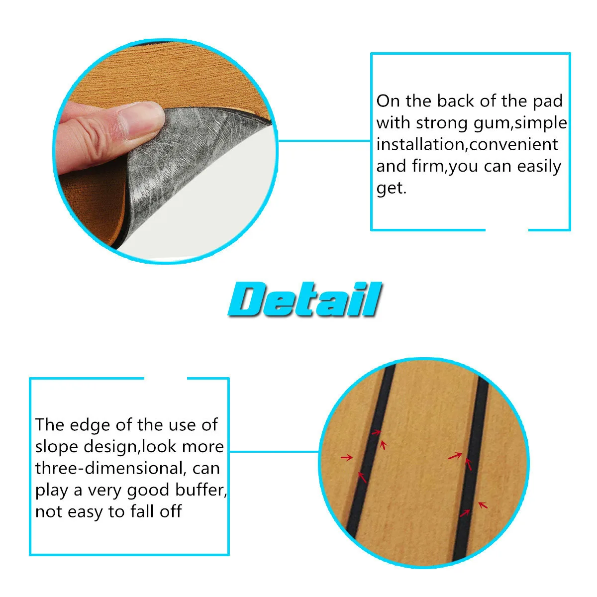 

2300x900x6mm EVA Foam Boat Flooring Sheet Non-Slip Boat Yacht Flooring Mat Faux Teak Self-Adhesive Decking Sheet Pad Black Strip