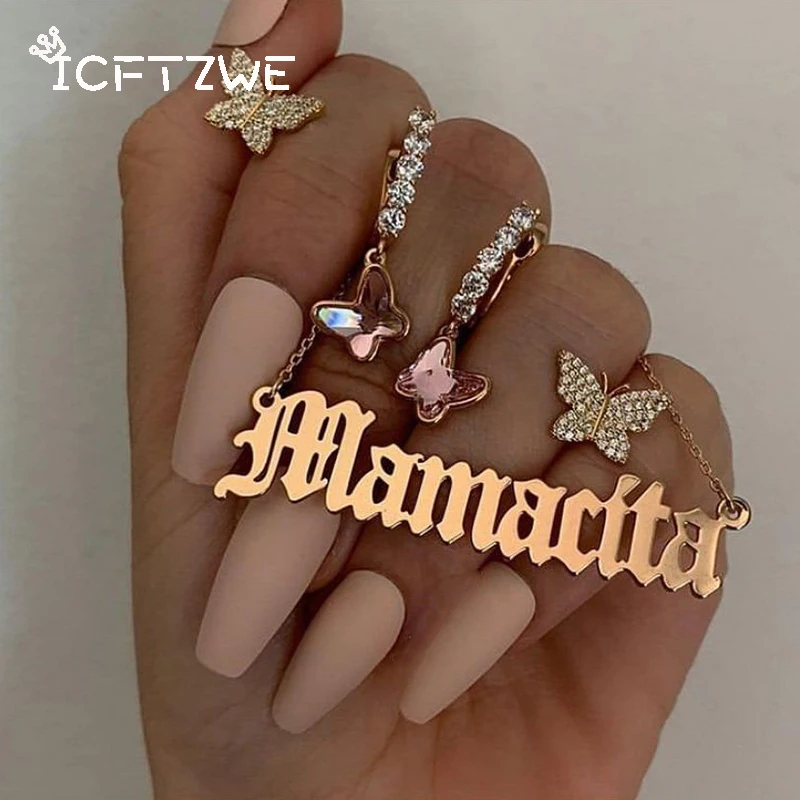 Пользовательское имя ожерелье для женщин персонализированный Старый английский