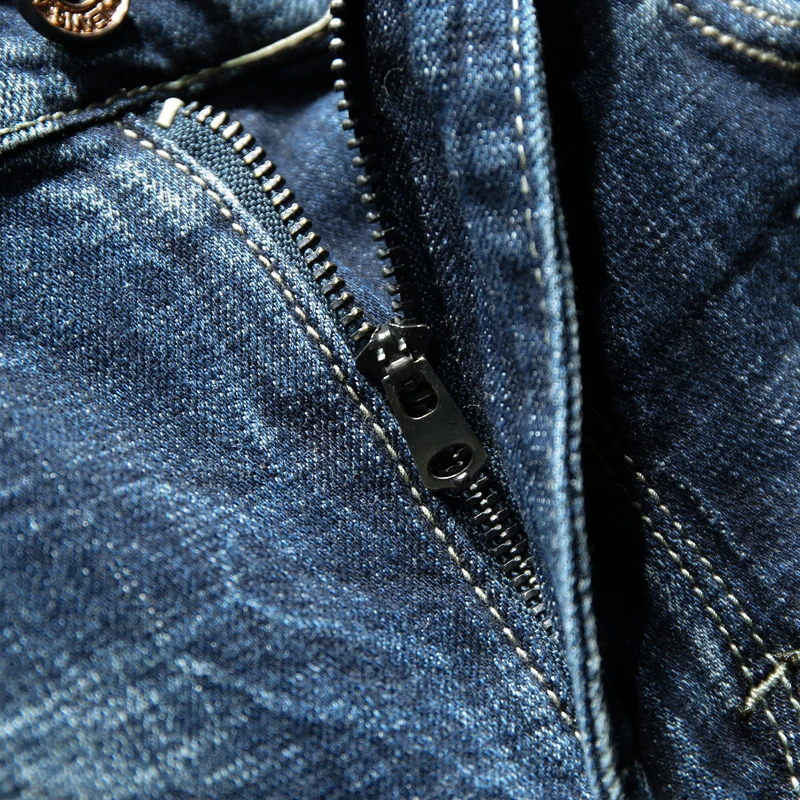 Джинсы мужские облегающие модные синие эластичные брюки из денима роскошные