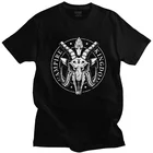 Бафомет Королевство футболок Мужские 100% хлопковые футболки на скрытую Дьявол Футболка Satan с короткими рукавами, футболка с рисунком, одежда