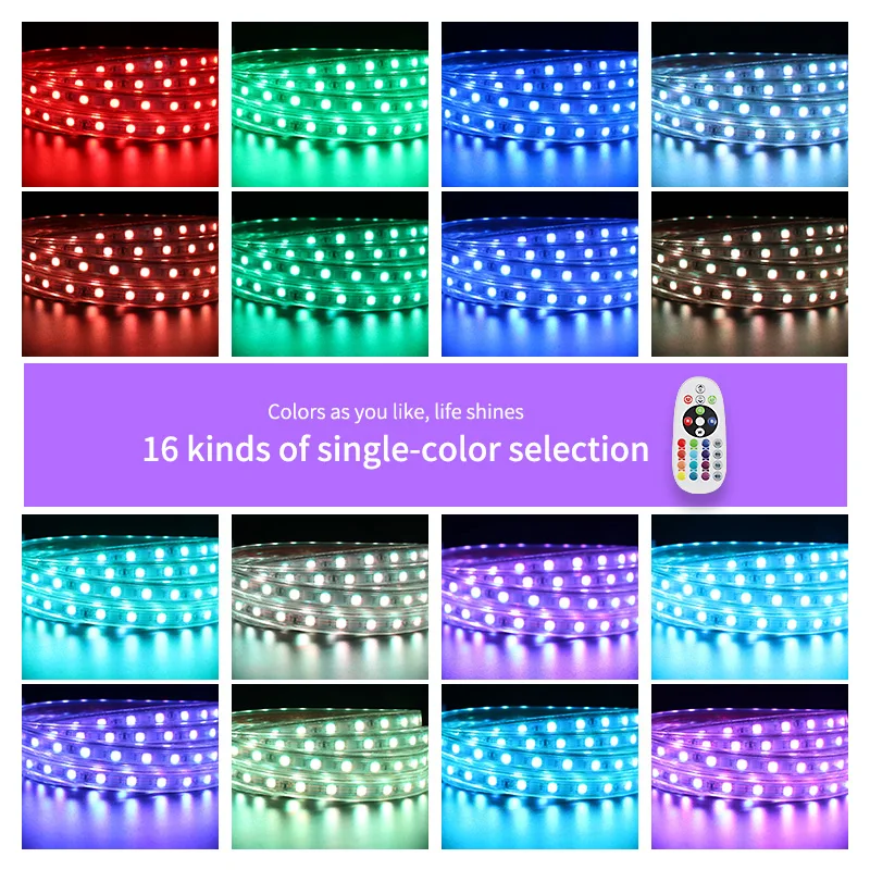 

3M RGB LED Strip Light LED RGB Strip Lights, IP65 Waterproof Indoor Outdoor Rope Lights with Remote Controller and AC Adapter