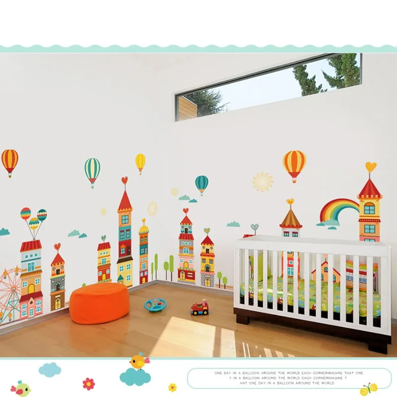 

Cartoon Amusement Park Wall Sticker Boy Girl Kids Room Decor Aesthetic Self Adhesive Wallpaper for Childern Bedroom Decal Poster