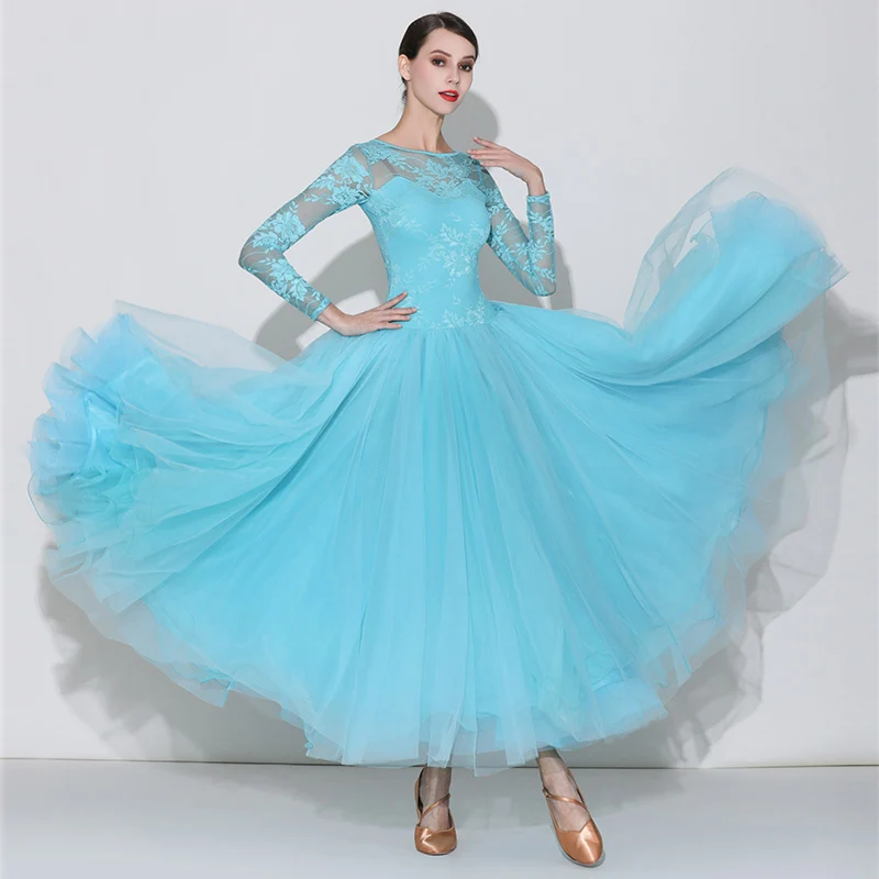 2019 New Lace standard ballroom dance dress women sexy dance competition dresses dance wear modern dance costume waltz dress