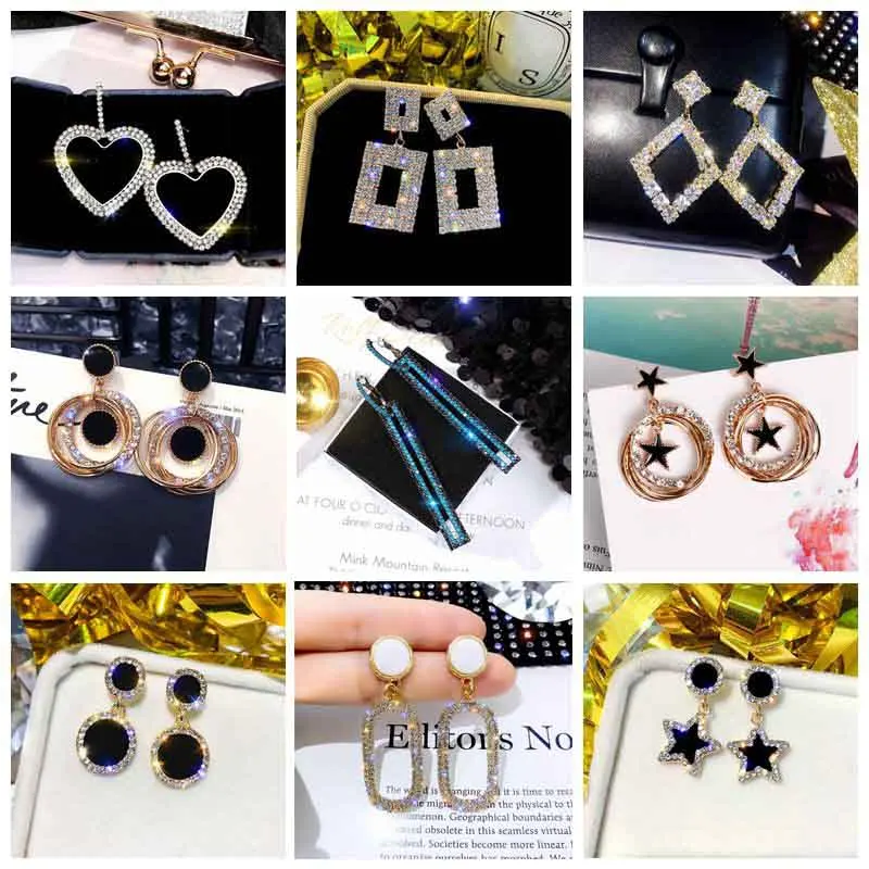 Роскошные блестящие стразы кулон с большим сердцем Висячие серьги изысканные