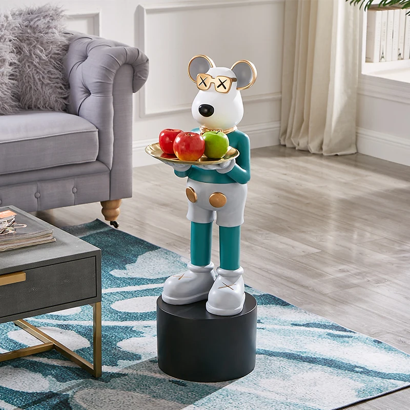 

Home Decoration Resin Bear Statue Home Decor Accessories Modern Style Living Room Bedroom Fruit Jewelry Decorations Tray