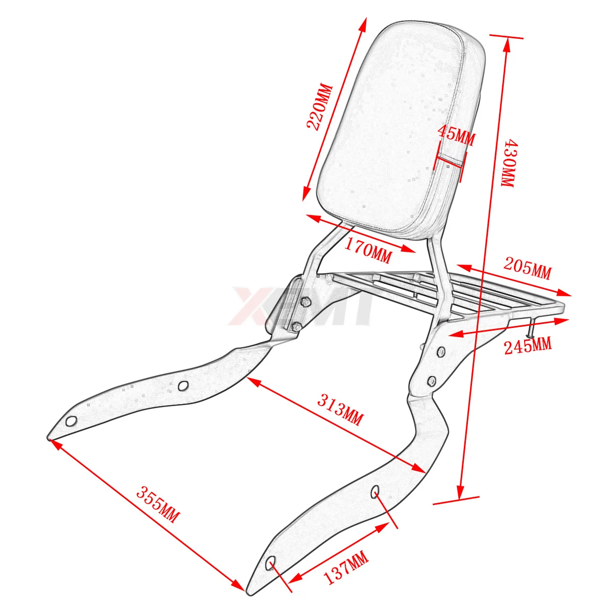 Motorcycle Backrest Sissy Bar Luggage Rack For Yamaha XV1700 Road Star Warrior 2002 2003 2004 2005 2006 2007 2008 2009 2010 | Автомобили и