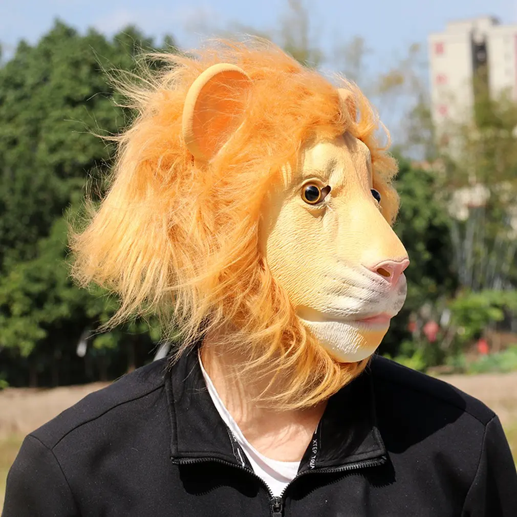 

Halloween Lion Animal Head Latex Mask Headgear Role Play Costume Christmas Halloween Club Festival Party Props Decoration