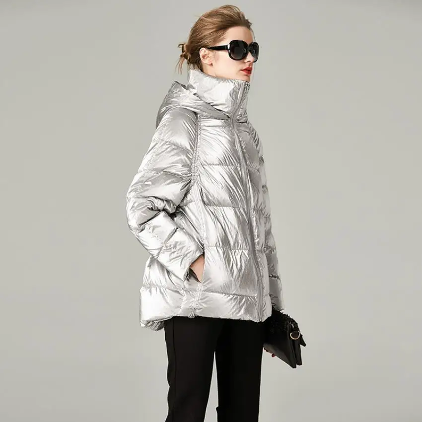 Мягкое пуховое пальто зимнее роскошное теплое из 90% настоящего утиного пуха