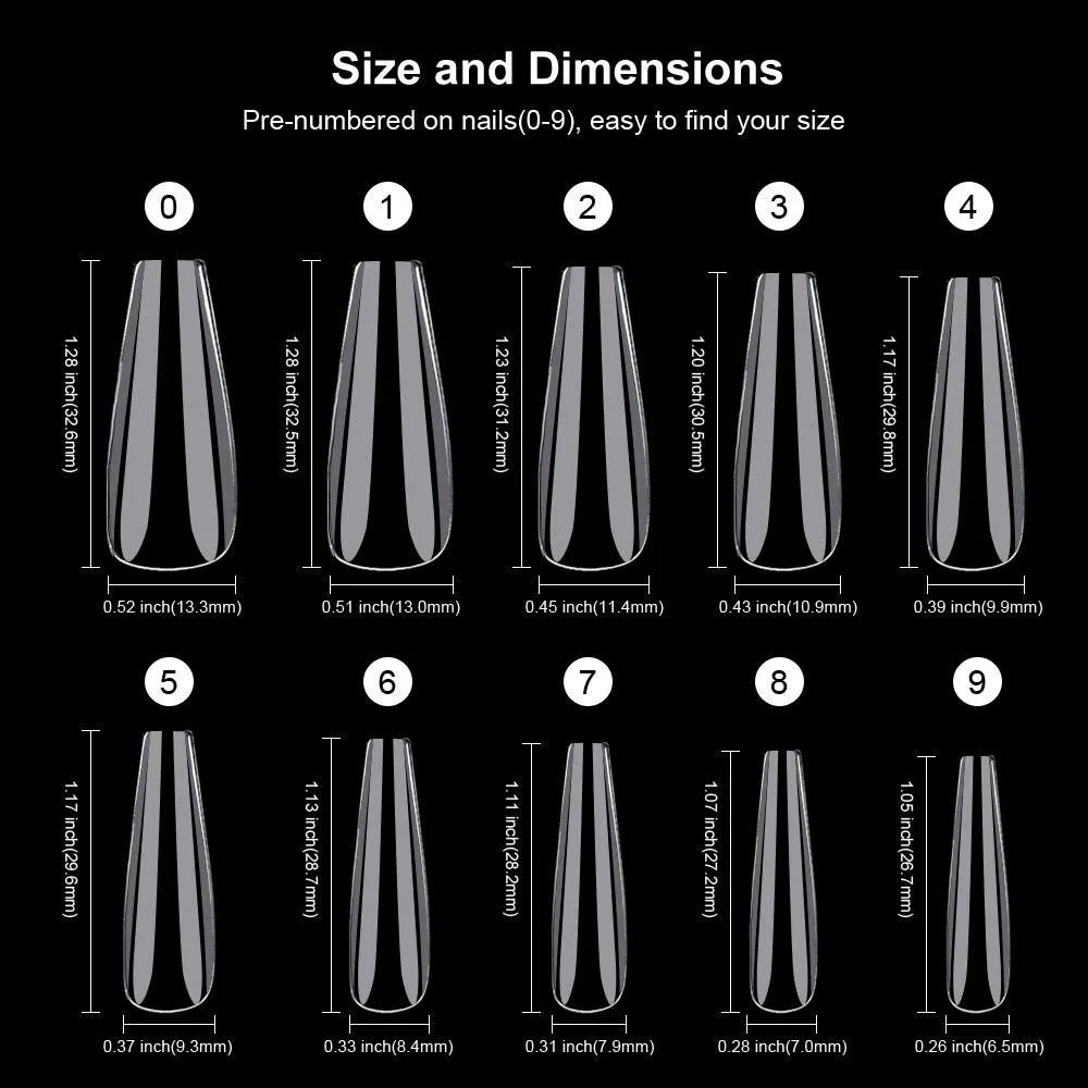 100 шт. формованных ложных ногтей длинной балерины полного покрытия из акрила, искусственного маникюра, фальшивых ногтей faux ongles, unghie finte on.