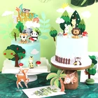 Украшение для торта с животными в зоопарке, декор для торта на день рождения, в джунглях, тематика на день рождения, в лесу, для вечеринки вечерние детского праздника