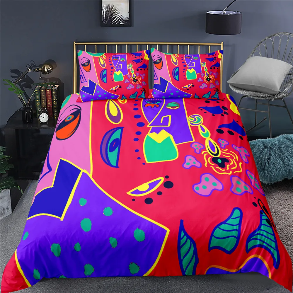 

Abstract Geometric Art Bedding Sets Colorful Printing Duvet Cover Artistry Quilt Cover Queen King Size Comfortable Cover Sets
