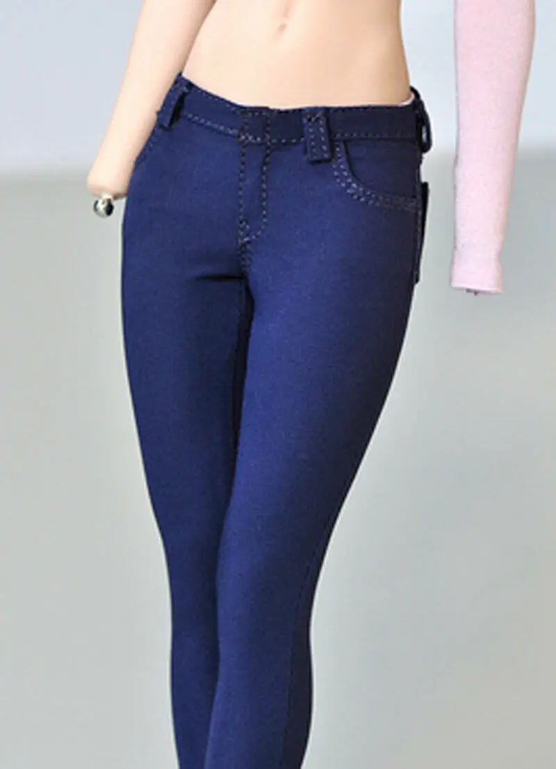 

1/6th Deep Blue Slim Stretch Trendy Pencil Pants Model for 12"Female Body Figure
