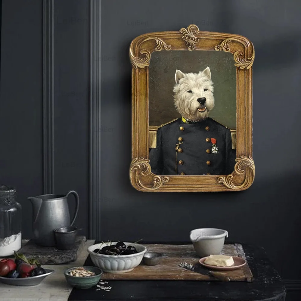 

Dog Animals Retro Nostalgia Gentlewoman Vintage Art Poster Oil Painting Print Wall Canvas Pictures for Home Cuadros Decoration