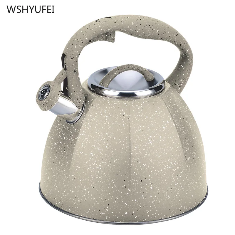 Новинка чайник со звездным изображением 4 л из нержавеющей стали свистком