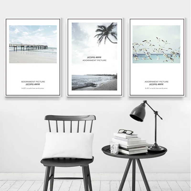 Nordic Minimalist Seascape Art Canvas Painting Prints Posters Seagull Sailboat Decorative Pictures Living Room Home Decor KL105 | Дом и сад