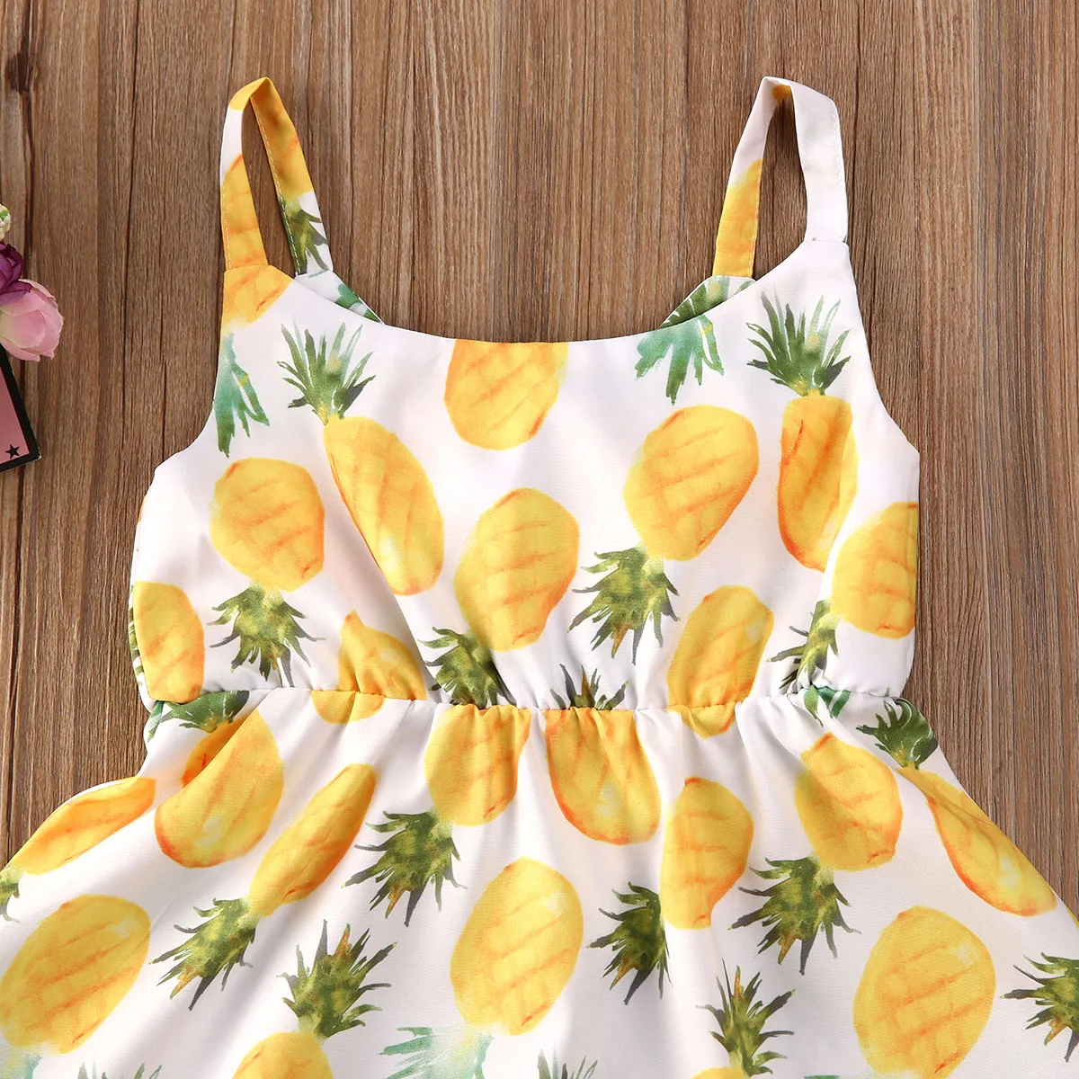 Платье на бретельках с принтом ананасов для маленьких девочек от 6 месяцев до 4