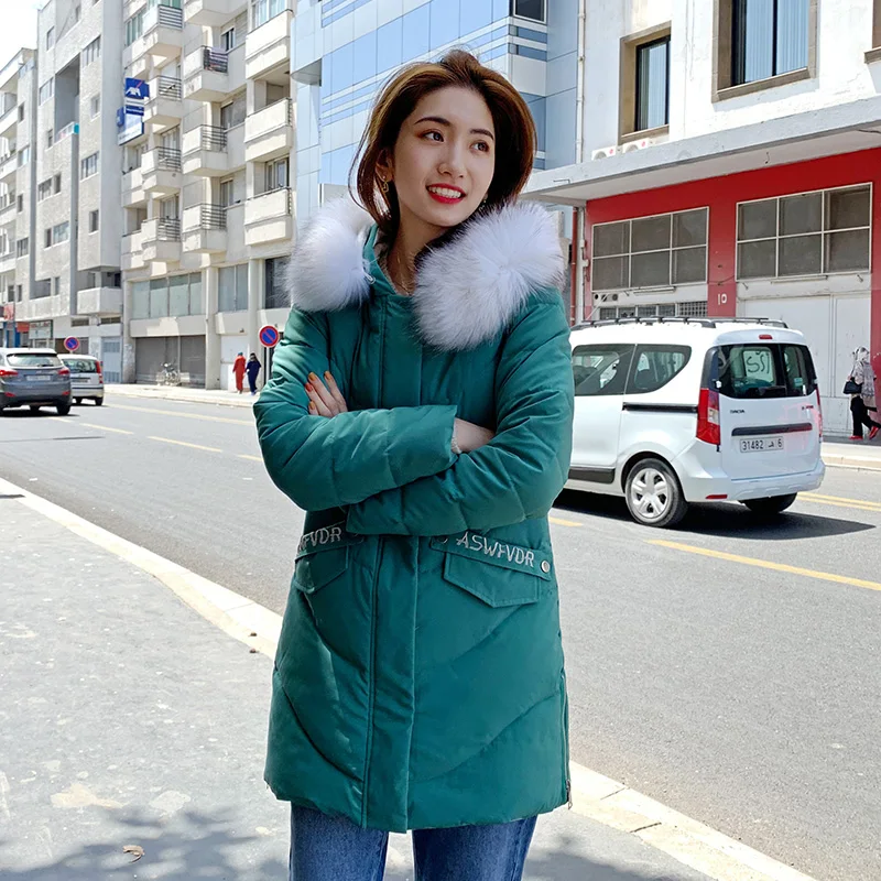 

Tide New Brand Winter Down Jacket Women Long White Down Cotton Jacket Outwear Ultralight Hooded Thin Hat Coat Down Parka