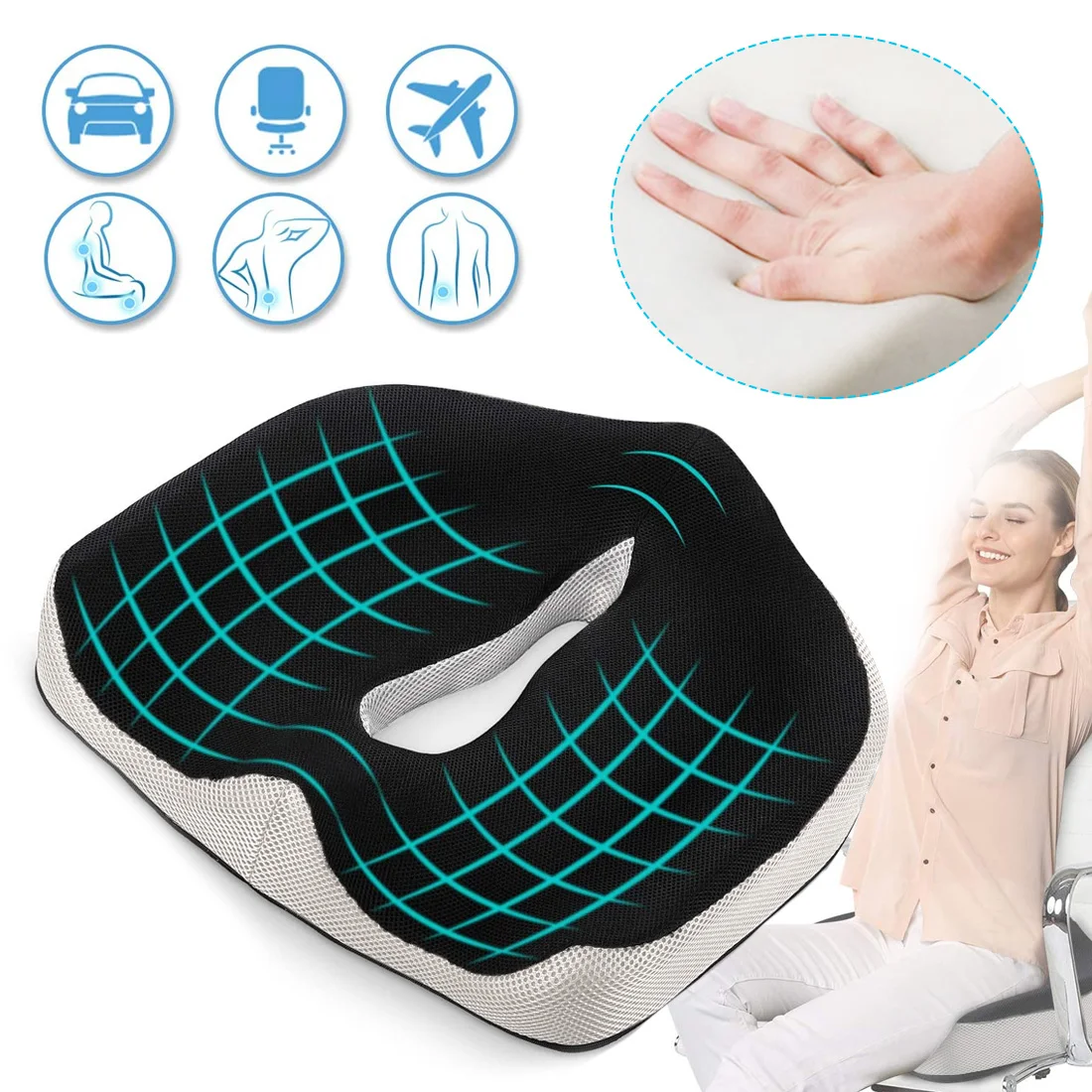 Подушка на сиденье из пены с памятью для снятия спины низкая задняя Подушечка Для