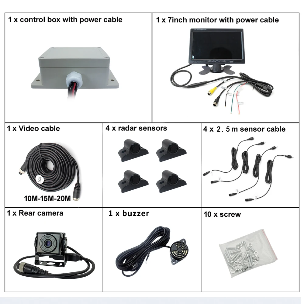 AHD 7&quot Visible Truck Electromagnetic Parking Sensor Kit Radar System Car Rear View Monitor Rearview Reversing Camera | Автомобили и