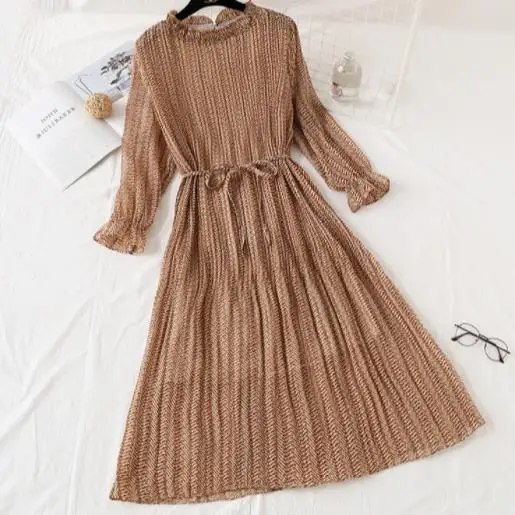 Женское длинное платье 2020 Весна Лето Винтаж Цветочный Принт Плиссированное