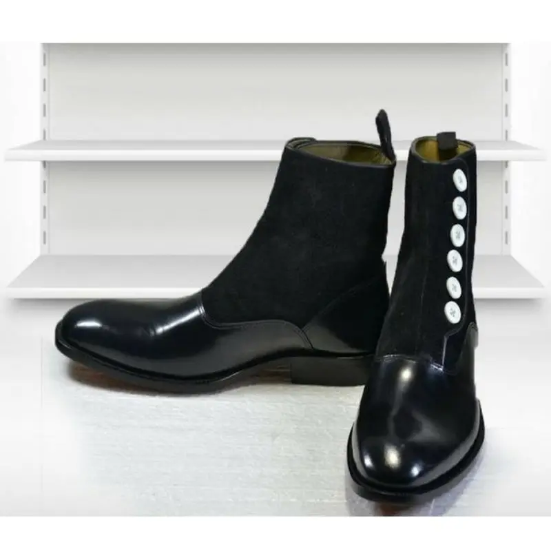 

Street Style Ankle Men Shoes 2021 New Boots PU Leather Fashion Comfortable Botines Slip on Button мужские сапоги Solid ZQ0767