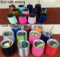 6oz 12oz wine egg mug with straws cup coffee milk resistant portable yerba mate tea mug with straw and lid