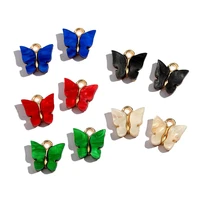 10pcs colorful acrylic butterfly insect charms zinc alloy golden metal necklace pendant for diy earrings jewelry accessories