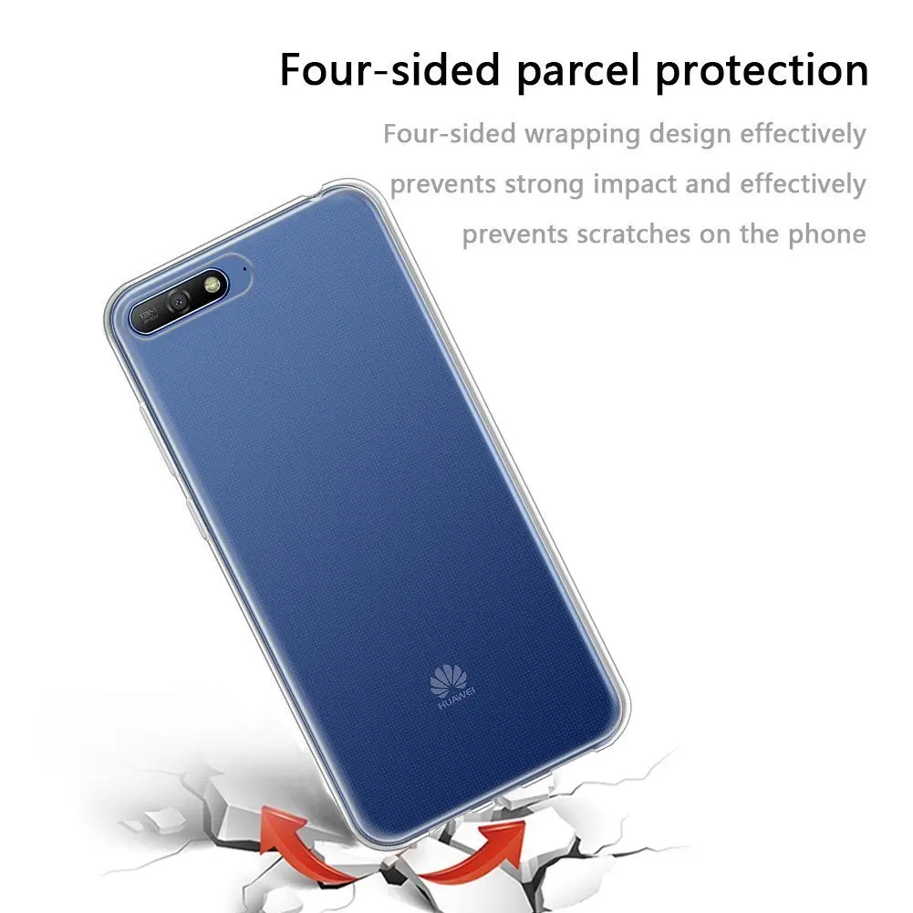 Силиконовый чехол для телефона Huawei Y6 2018/Honor 7A прозрачный мягкий ТПУ задней панели