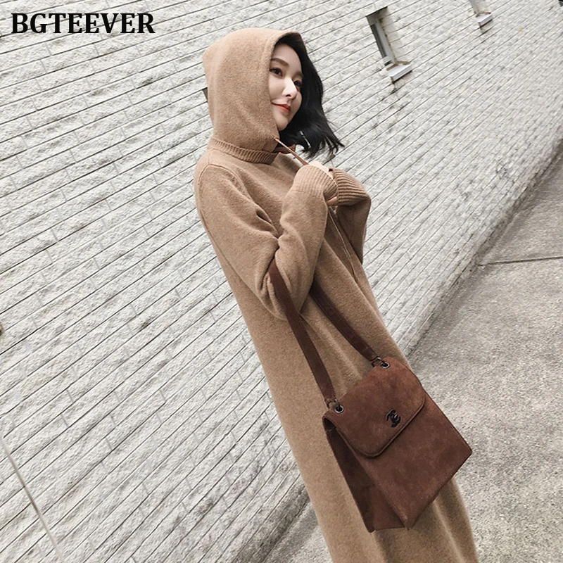 Осенне зимнее женское платье свитер толстовки с длинными рукавами свободные